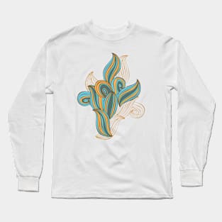 Wave beige and blue Long Sleeve T-Shirt